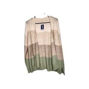 Peyton Primrose Stripe Cardigan Sweater Large Women NWT Open Front Casual Preppy